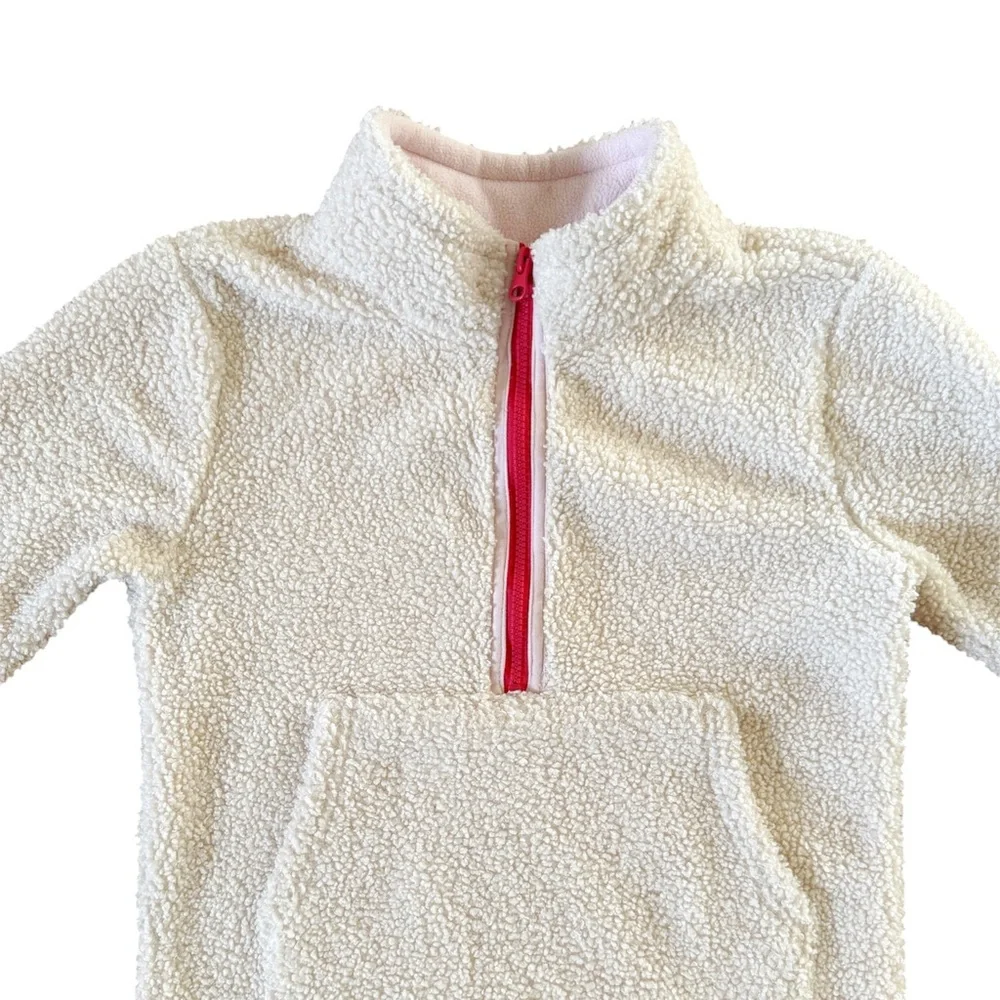 The Black Dog Girls Cozy Cream Half Zip Fleece Pullover Kids Large New England